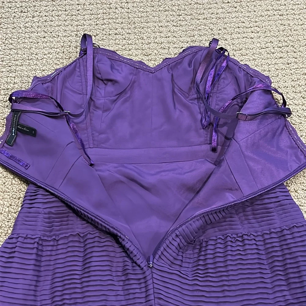BCGBMaxAzria Pleated Chiffon Mini Dress 2 Removable Straps Grape Purple Party